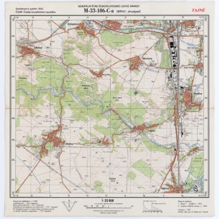 Originální vojenská mapa ČSLA – Brno jihozápad 1 : 25 000