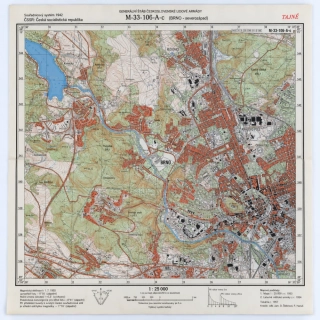 Originální vojenská mapa ČSLA – Brno severozápad 1 : 25 000